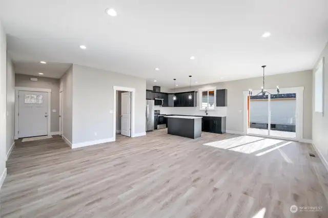 View of front door from living room.