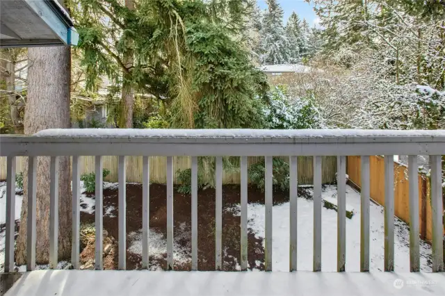 Private deck off upstairs bedroom overlooks backyard