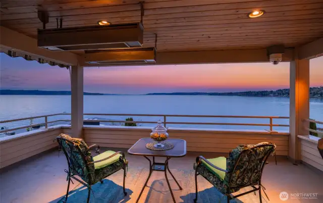 You could sit for hours under the heated patio lamps watching the beautiful sunsets.