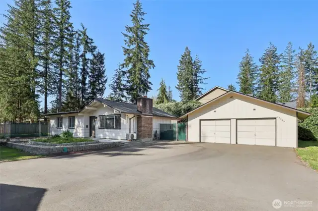 Front of home with detached garage