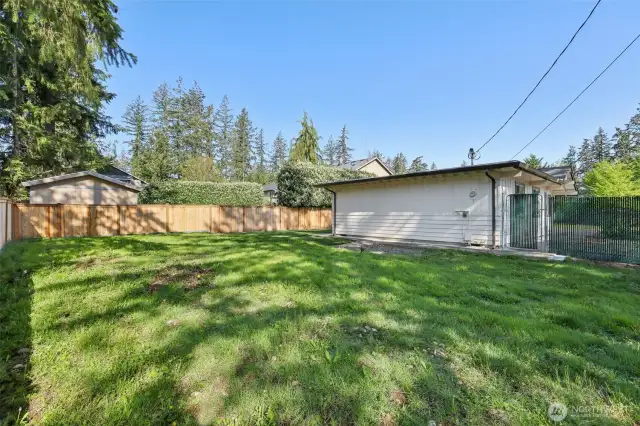 Side yard  fully fenced