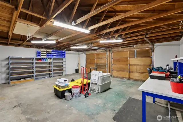 2 car garage with plenty of room for shop space.