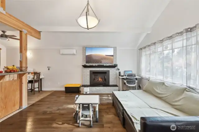 Living room with mini split for a/c