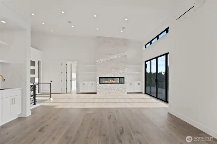 Vaulted fireside great room...