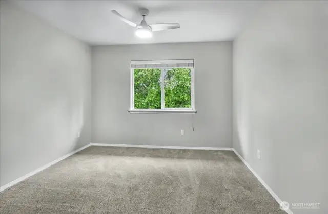 The third upstairs bedroom. It looks out the back into the trees. So relaxing.