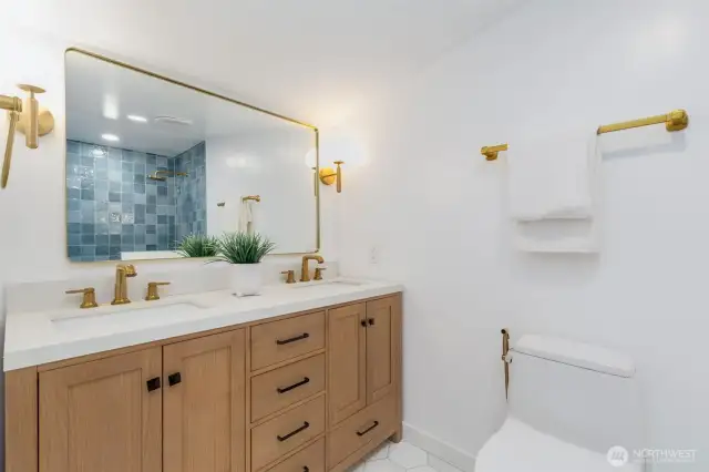 Upstairs primary suite bathroom