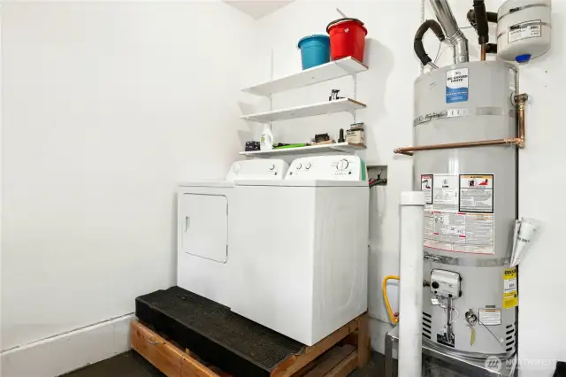 Washer and dryer located in the garage. Water heater replaced recently.
