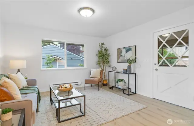 Access to the covered deck from the main offers functional use all year round.