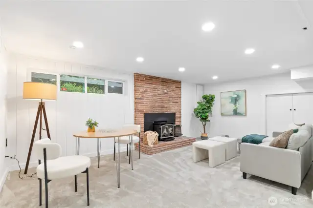Second wood burning fireplace on the lower level.