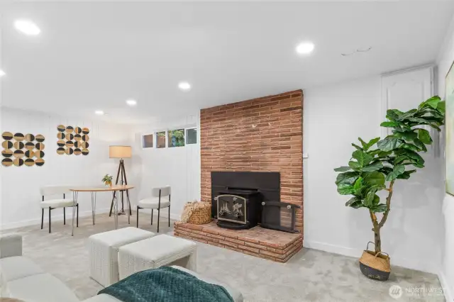 Second wood burning fireplace on the lower level.