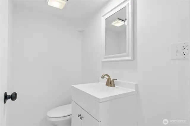 Lower level second bathroom with walk-in shower.