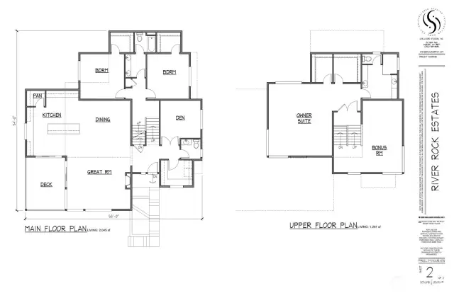 Main Floor & Upper Floor Plan/Rendering
