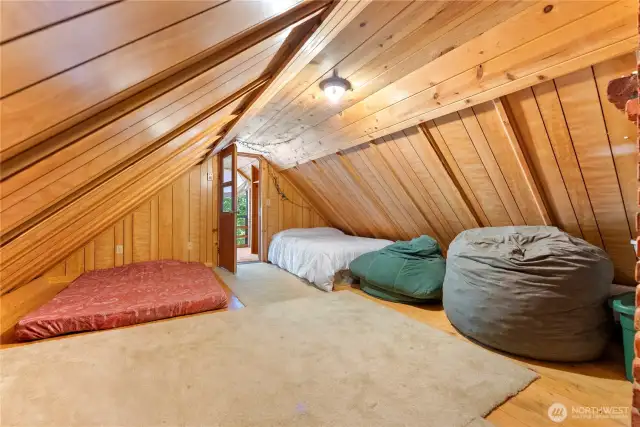 The upstairs dormer has so many options for housing an overnight crowd!