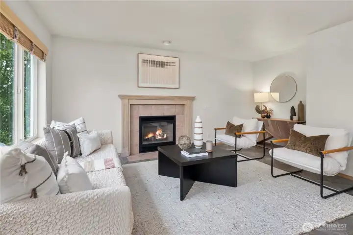 Cozy gas fireplace—perfect for chilly evenings and relaxing nights at home.