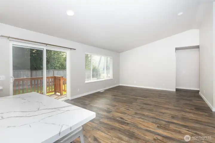 Living space B showing hallway entrance to bedrooms and den