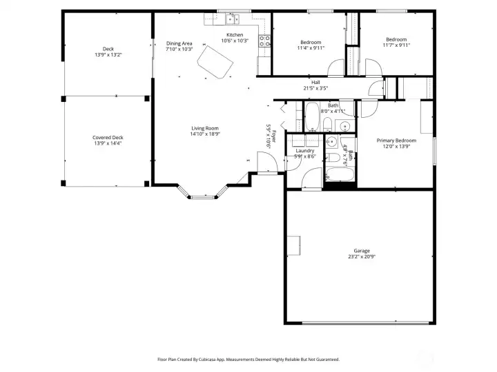 Floor plan including the 13.9 x 27.6 outdoor Trex deck.