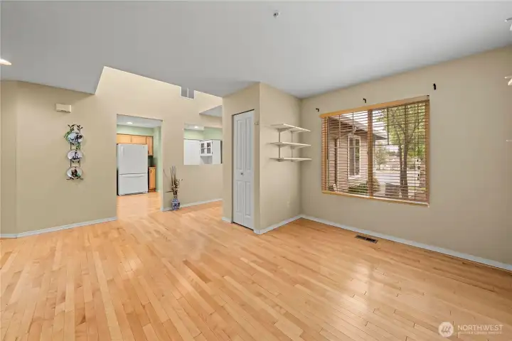 Solid Maple floors greet you at the entry and continue through the den/craft room Solid Maple floors greet you at the entry and continue through the den/craft room