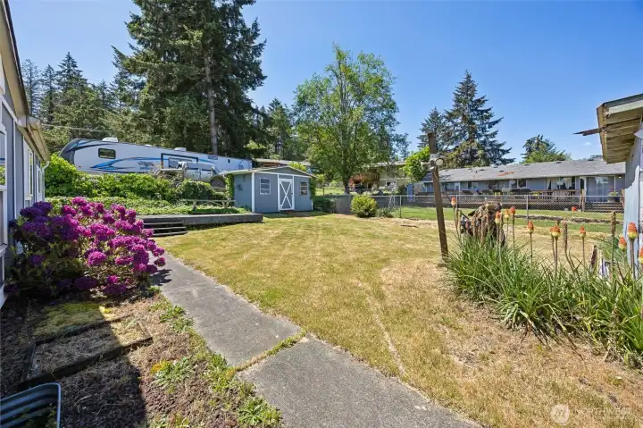 Backyard also comes with a shed for the additional garden tools or crafts.