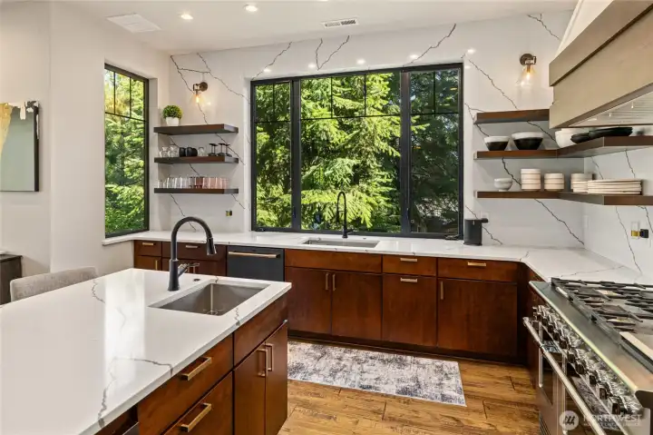 Kitchen with large window Kitchen with large window