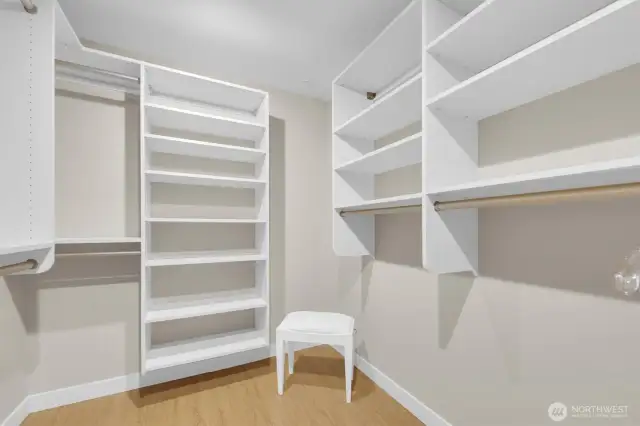 Spacious bedroom with a walk-in closet—because storage matters!
