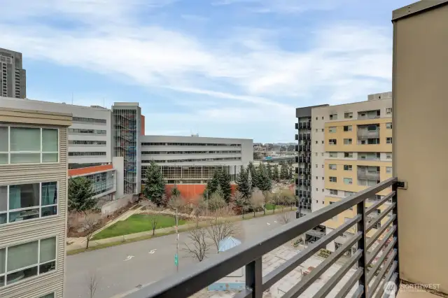 Cozy up by the gas fireplace while enjoying stunning city views.