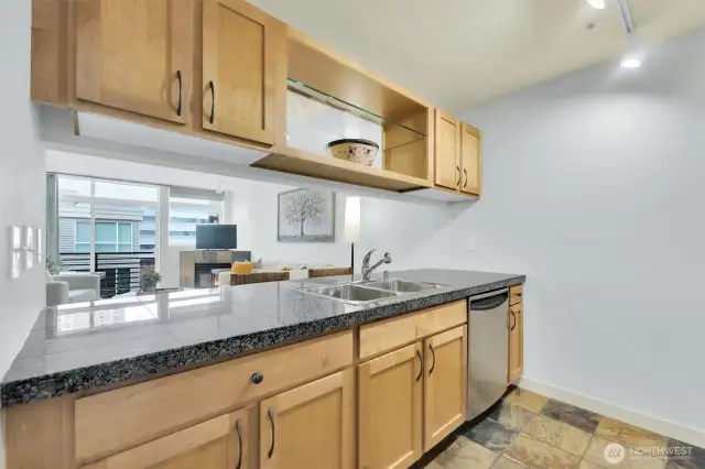 Natural light floods the living room from the large balcony doors!