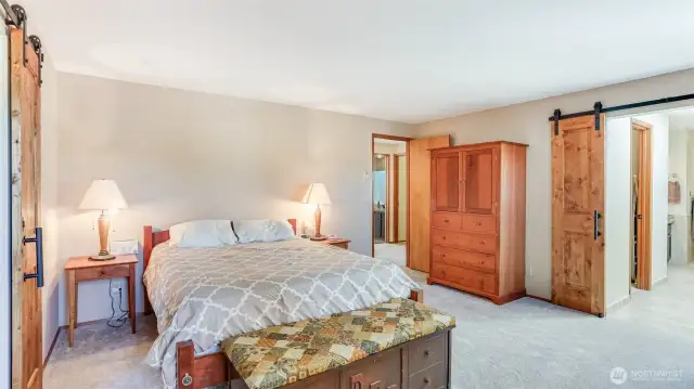 This spacious primary located upstairs is truly somewhere to retreat to at the end of a long day with room for your bedroom furniture, plus sitting area space.