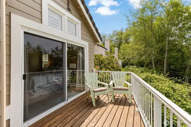 Large sliders lead to the master suite. Step out and savor your morning coffee or evening beverage in this setting!