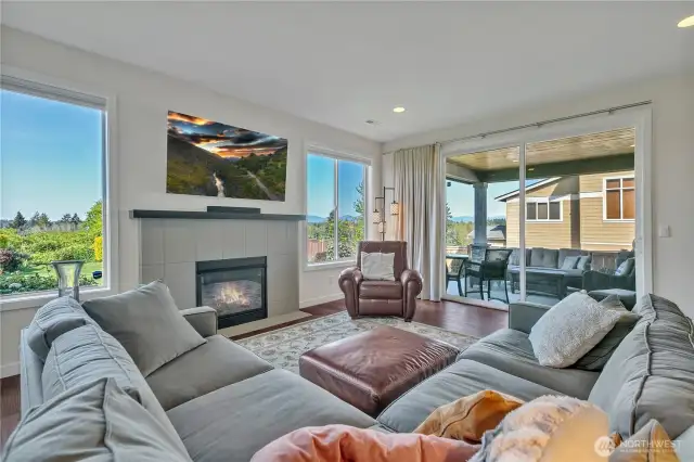 Large great room with cozy fireplace