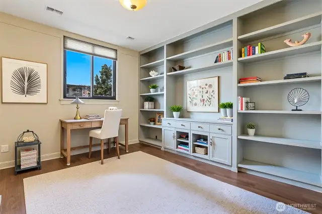 Your home office or second bedroom with custom built-ins and a huge closet!
