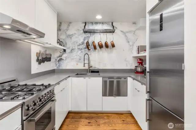 Kitchen with high-end stainless steel appliances