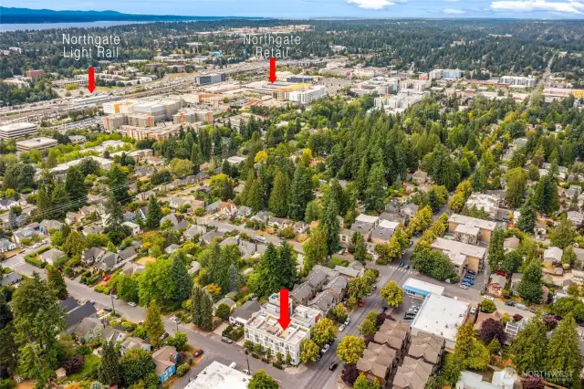 Aerial view with points of interest north