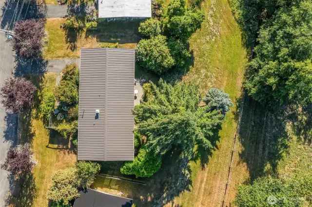 Birds' eye view. Metal roof is in perfect shape.