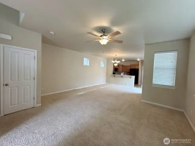 open living room and dining room