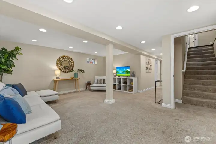 Downstairs to the huge family room