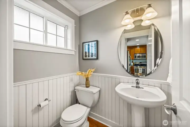 Delightful half bath located on main floor.