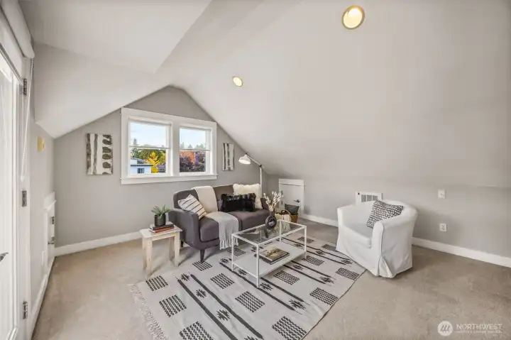 Flexible bonus space — office, media, gym, play, or creative studio with private deck.