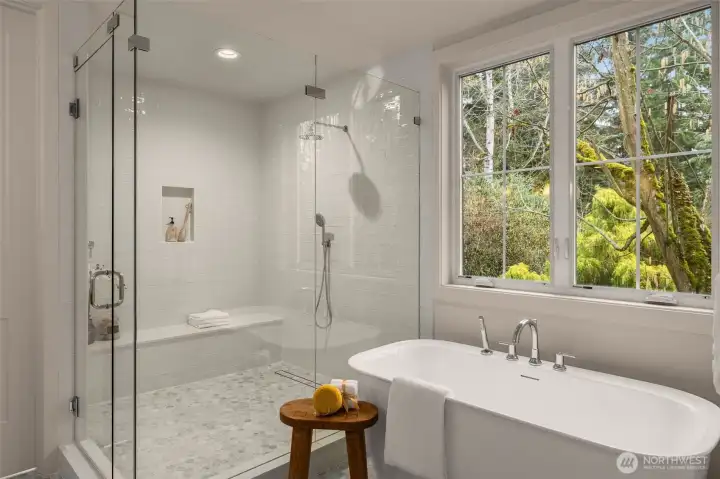 Primary soaking tub wired for tub lighting.