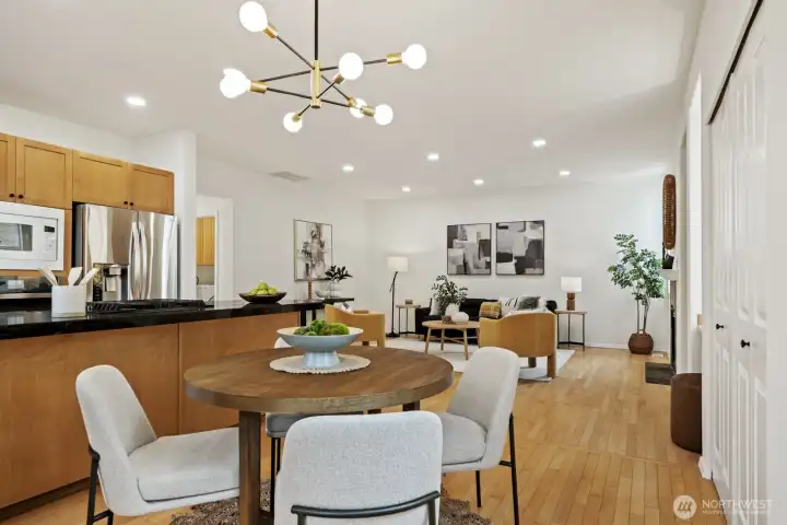 Open-concept layout connecting the kitchen and common room for effortless everyday living.