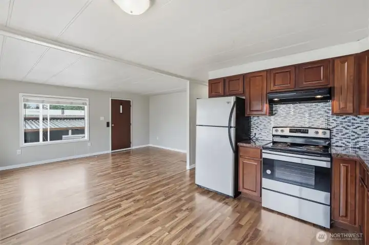 kitchen and main living area