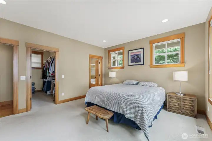 The primary bedroom is complete with a walk-in closet and 5 piece ensuite.