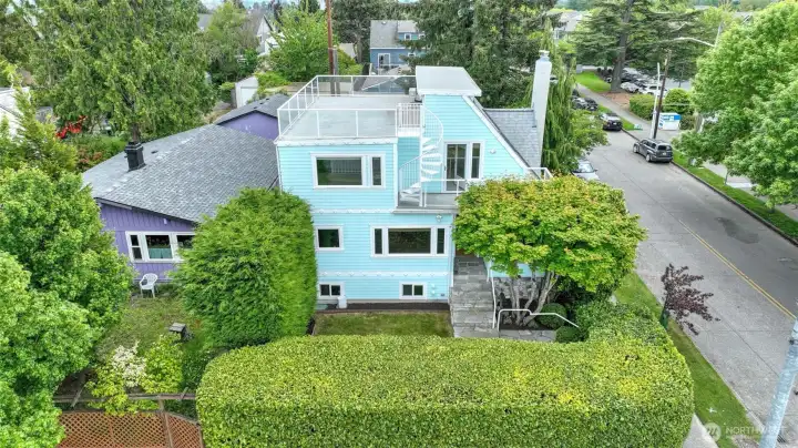 Front drone view of home Front drone view of home