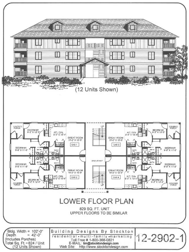 Three 12 units to be placed on the corner lot at Lewis St and Griffith St