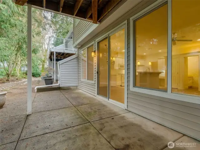 Covered patio looking into the home facing SW