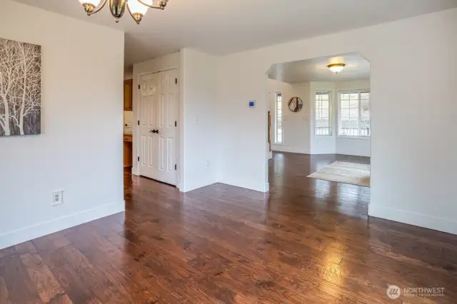 This is such a nice layout for entertaining a crowd! The kitchen is open to the dining area and the two areas flow into the front living room, creating the perfect layout for entertaining!