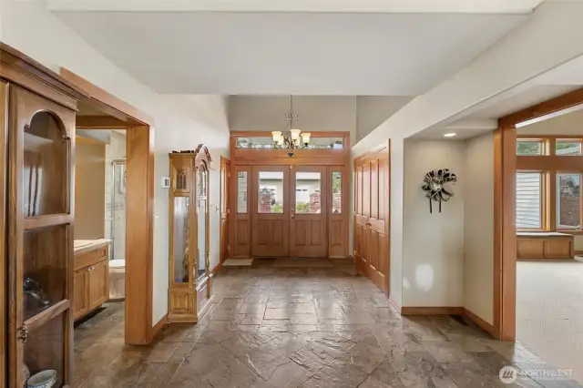 Entry way with slate flooring.