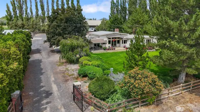 Gated entry with established landscaping and wildlife.