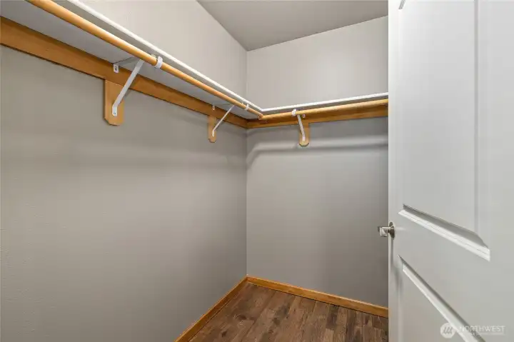 Primary walk in closet.