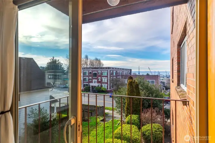 Private balcony with water, Olympic Mtn & beautiful sunset views.