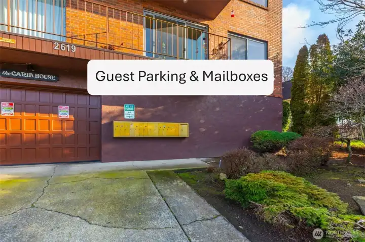 Guest parking & mailboxes.